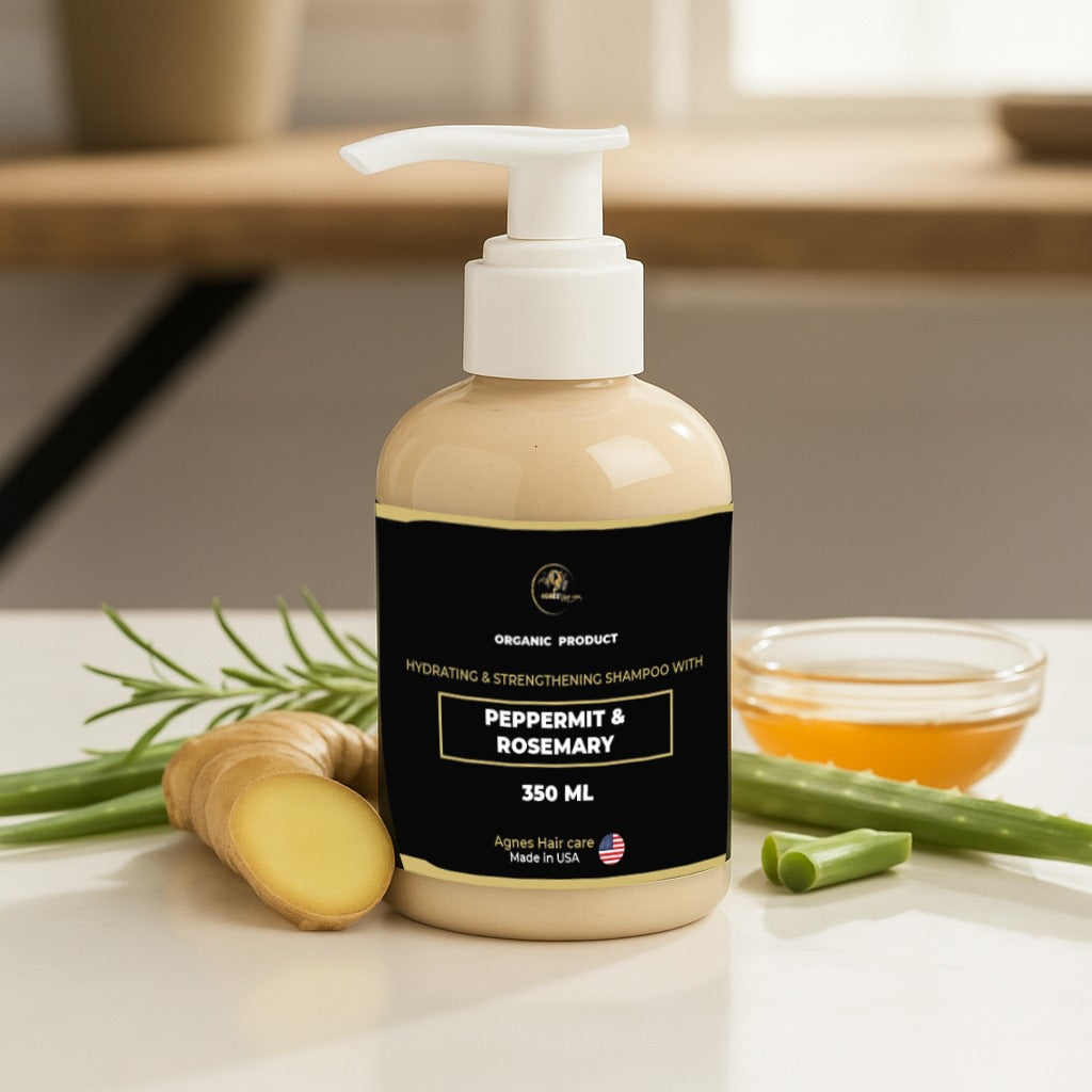 Organic Hydrating & Strengthening Shampoo – With Peppermint & Rosemary